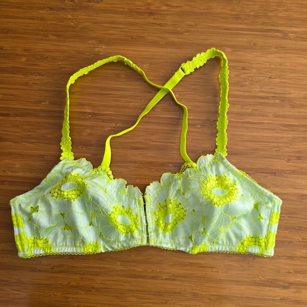 Savage X Fenty Bralette Poppylicious Bright Green Blue Colorful Never Worn L